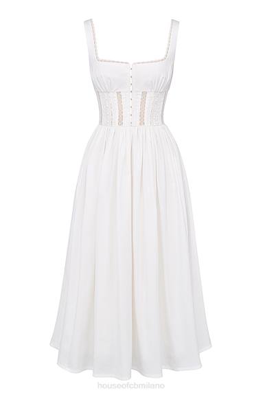 vestiario esso House of CB Abito midi con finiture in pizzo bianco perlato X44T266