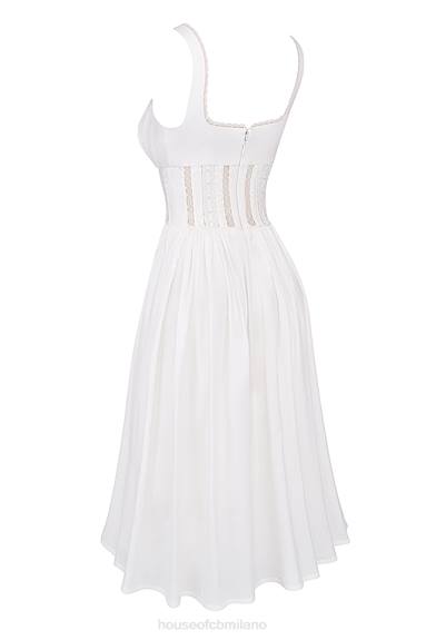 vestiario esso House of CB Abito midi con finiture in pizzo bianco perlato X44T266