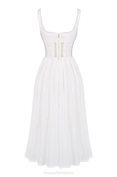vestiario esso House of CB Abito midi con finiture in pizzo bianco perlato X44T266