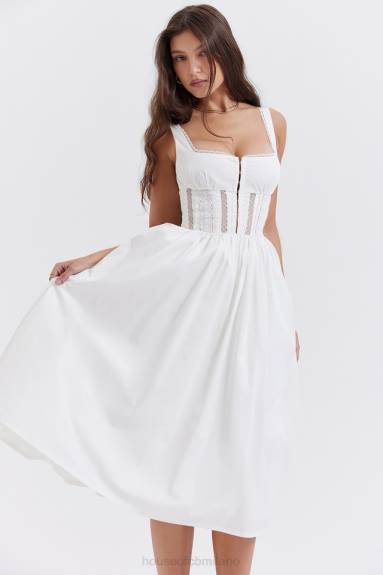 vestiario esso House of CB Abito midi con finiture in pizzo bianco perlato X44T266