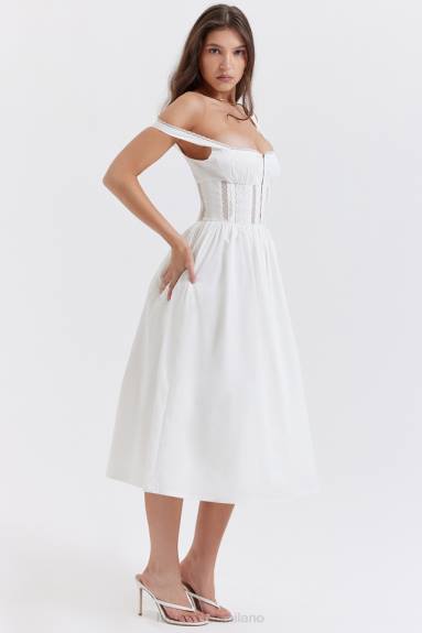 vestiario esso House of CB Abito midi con finiture in pizzo bianco perlato X44T266