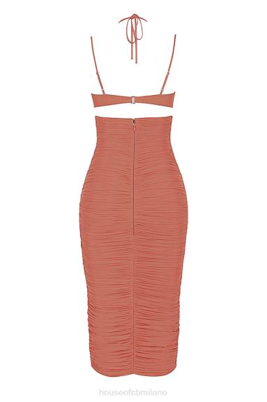 vestiario esso House of CB Abito midi con ruches e ritaglio di rose tibi X44T504