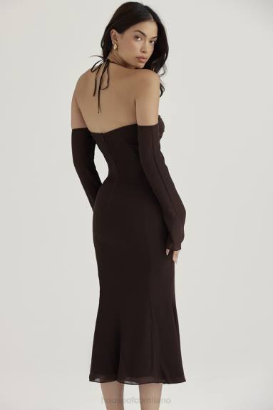 vestiario esso House of CB Abito midi con scollo all'americana Naomi Espresso X44T409