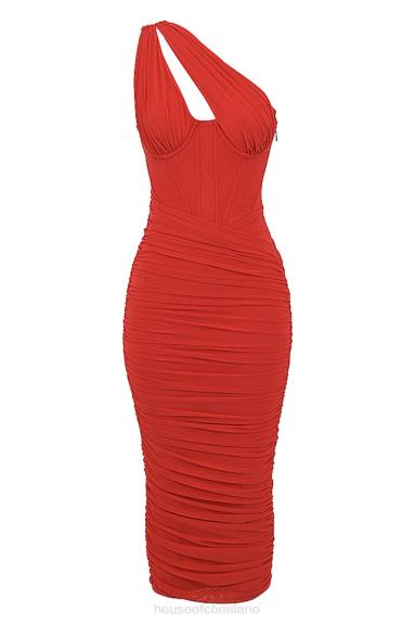 vestiario esso House of CB Abito midi con taglio asimmetrico scarlatto di valentina X44T509