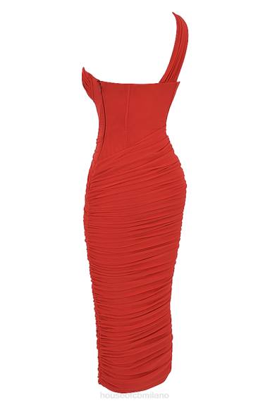 vestiario esso House of CB Abito midi con taglio asimmetrico scarlatto di valentina X44T509