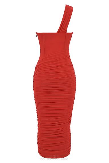 vestiario esso House of CB Abito midi con taglio asimmetrico scarlatto di valentina X44T509