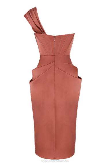 vestiario esso House of CB Abito midi drappeggiato monospalla in raso Janis Rouge X44T560