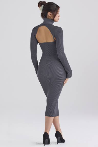vestiario esso House of CB Abito midi in maglia color carbone Meliora X44T310