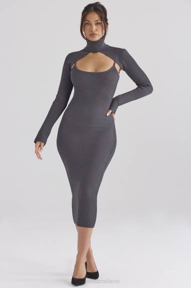 vestiario esso House of CB Abito midi in maglia color carbone Meliora X44T310