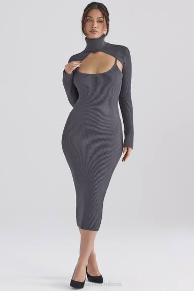 vestiario esso House of CB Abito midi in maglia color carbone Meliora X44T310