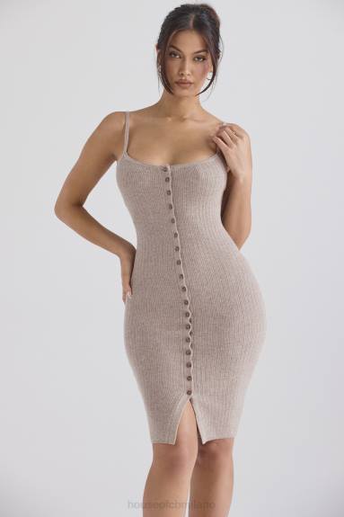 vestiario esso House of CB Abito midi in maglia di cashmere beige Teva X44T315