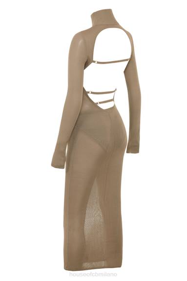 vestiario esso House of CB Abito midi in maglia marrone chiaro Roberta X44T169