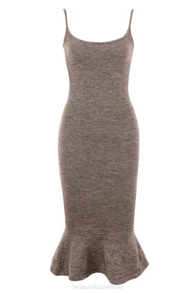 vestiario esso House of CB Abito midi in maglia rani marrone mélange X44T520