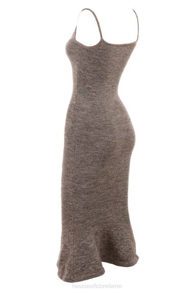 vestiario esso House of CB Abito midi in maglia rani marrone mélange X44T520