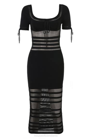 vestiario esso House of CB Abito midi in maglia traforata nera lilla X44T362