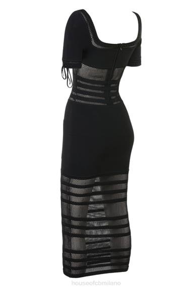 vestiario esso House of CB Abito midi in maglia traforata nera lilla X44T362
