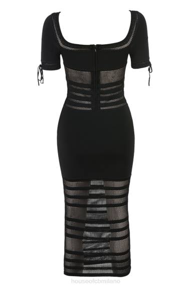 vestiario esso House of CB Abito midi in maglia traforata nera lilla X44T362