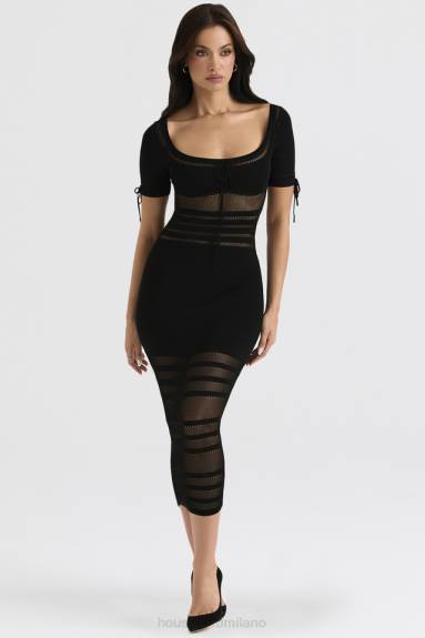 vestiario esso House of CB Abito midi in maglia traforata nera lilla X44T362