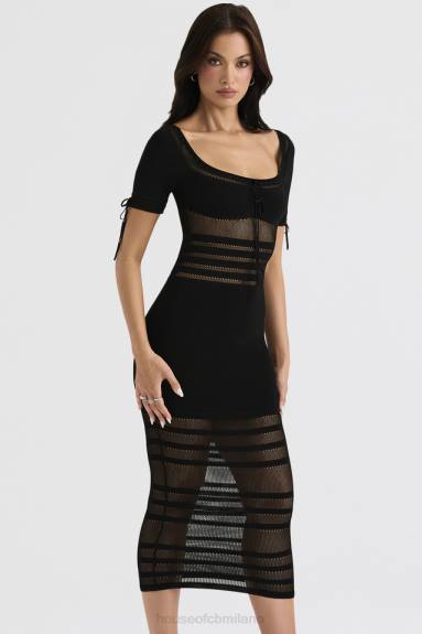vestiario esso House of CB Abito midi in maglia traforata nera lilla X44T362