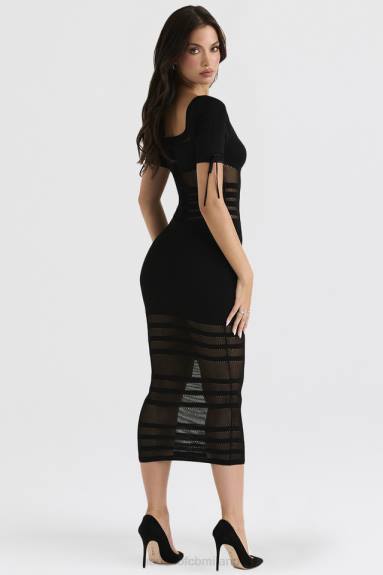 vestiario esso House of CB Abito midi in maglia traforata nera lilla X44T362