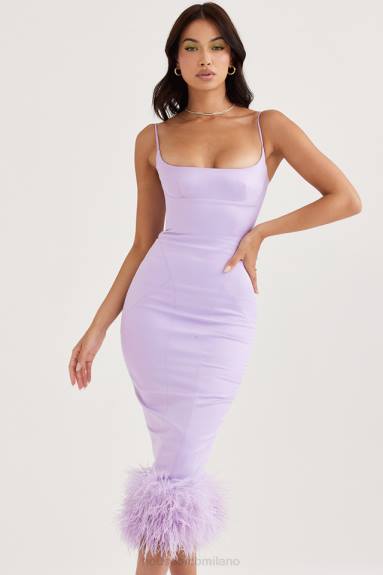 vestiario esso House of CB Abito midi in raso Helena Orchid X44T456