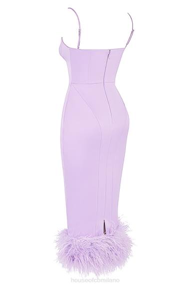 vestiario esso House of CB Abito midi in raso Helena Orchid X44T456