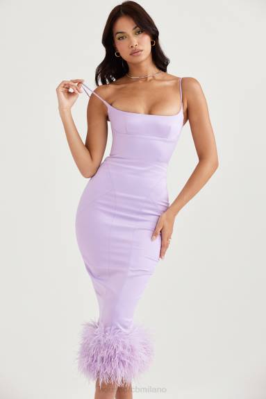 vestiario esso House of CB Abito midi in raso Helena Orchid X44T456