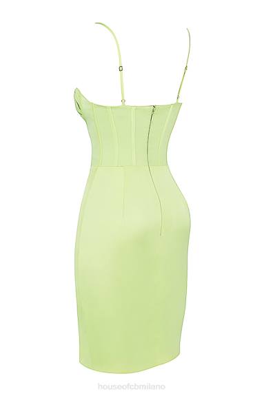 vestiario esso House of CB Abito midi in raso pistacchio Nathalia X44T534