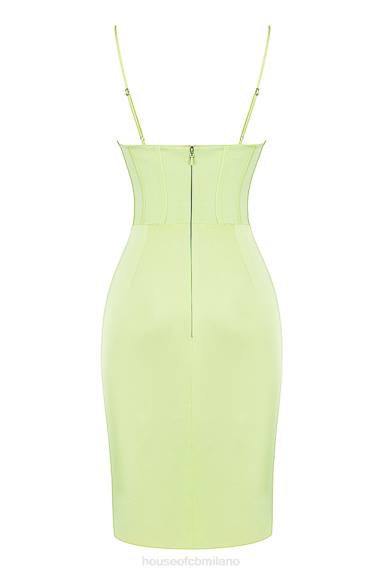 vestiario esso House of CB Abito midi in raso pistacchio Nathalia X44T534