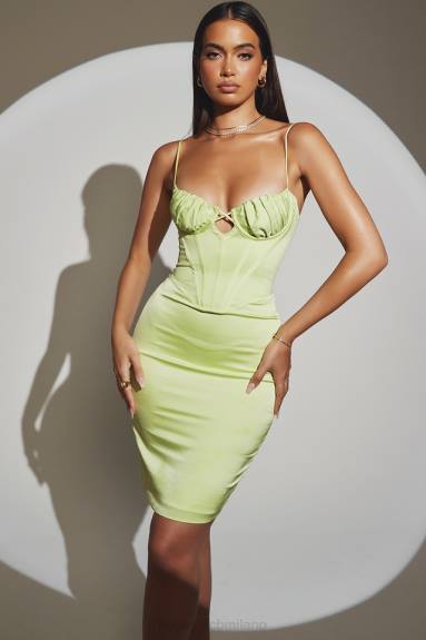 vestiario esso House of CB Abito midi in raso pistacchio Nathalia X44T534