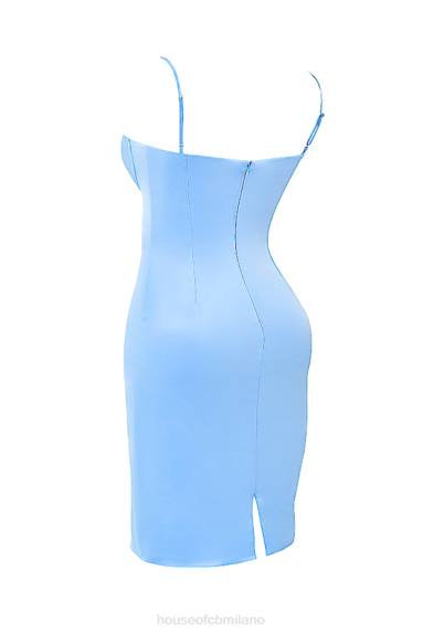 vestiario esso House of CB Abito midi jamiah in morbido raso blu X44T137