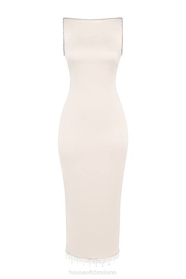 vestiario esso House of CB Abito midi margiela color avorio cristallizzato X44T348