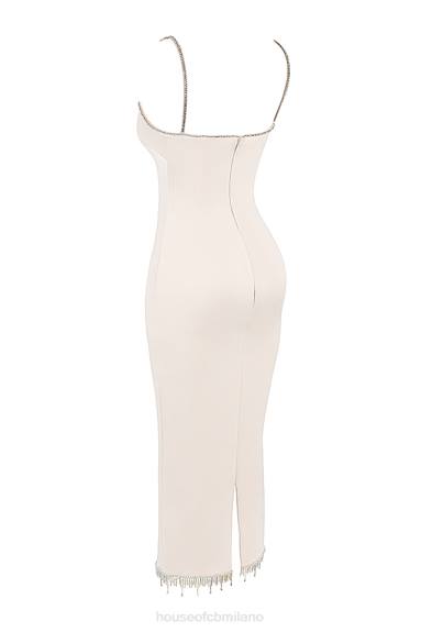 vestiario esso House of CB Abito midi margiela color avorio cristallizzato X44T348