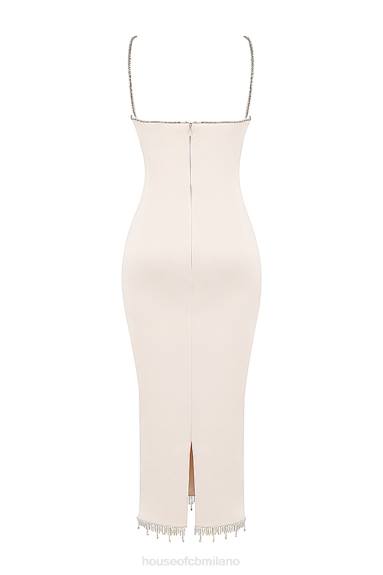 vestiario esso House of CB Abito midi margiela color avorio cristallizzato X44T348