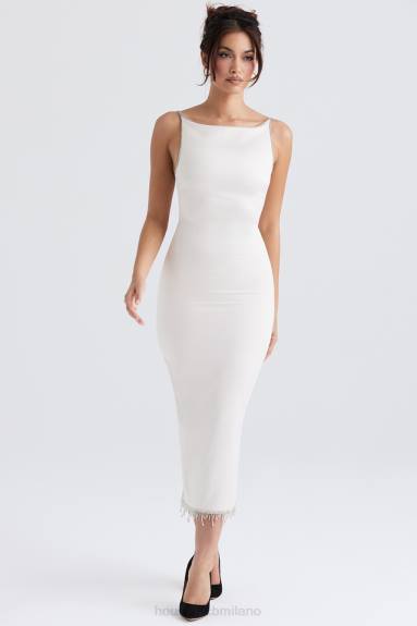 vestiario esso House of CB Abito midi margiela color avorio cristallizzato X44T348
