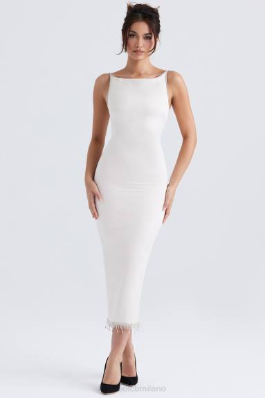vestiario esso House of CB Abito midi margiela color avorio cristallizzato X44T348