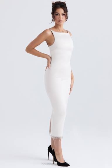 vestiario esso House of CB Abito midi margiela color avorio cristallizzato X44T348