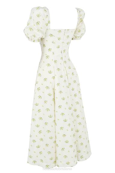 vestiario esso House of CB Abito midi tallulah con maniche a sbuffo floreale avorio X44T561
