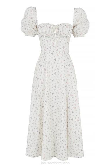 vestiario esso House of CB Abito midi tallulah con maniche a sbuffo floreale bianco X44T571