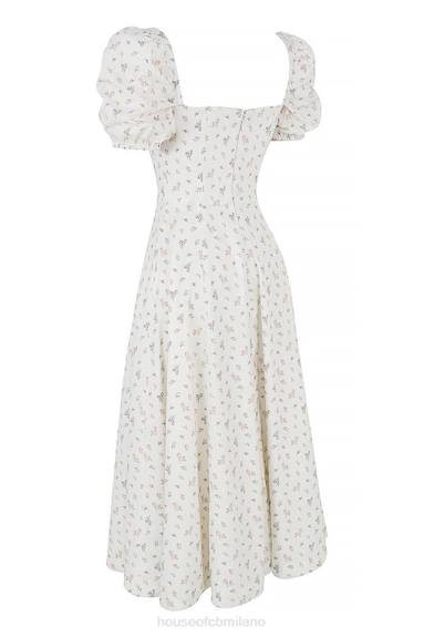 vestiario esso House of CB Abito midi tallulah con maniche a sbuffo floreale bianco X44T571