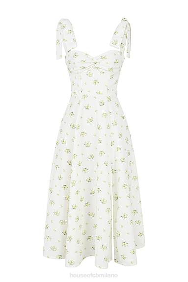 vestiario esso House of CB Alicia prendisole midi floreale avorio X44T553