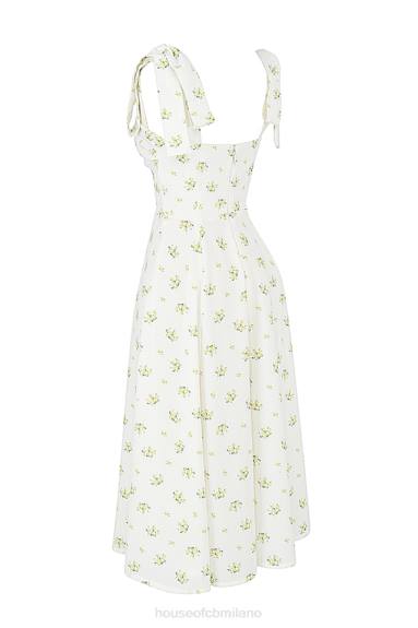 vestiario esso House of CB Alicia prendisole midi floreale avorio X44T553