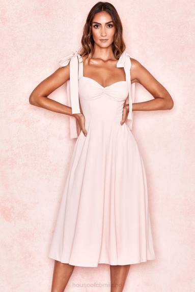 vestiario esso House of CB Alicia prendisole midi rosa cipria X44T614