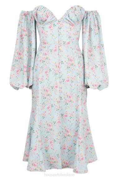 vestiario esso House of CB Hope, prendisole midi Bardot floreale blu X44T608