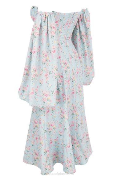 vestiario esso House of CB Hope, prendisole midi Bardot floreale blu X44T608