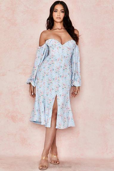 vestiario esso House of CB Hope, prendisole midi Bardot floreale blu X44T608
