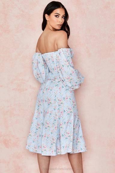 vestiario esso House of CB Hope, prendisole midi Bardot floreale blu X44T608