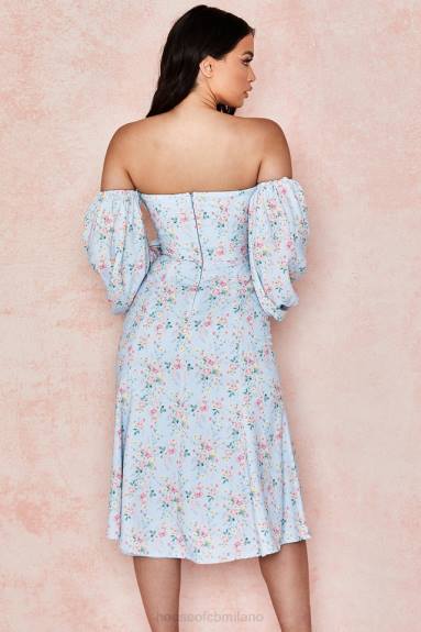 vestiario esso House of CB Hope, prendisole midi Bardot floreale blu X44T608