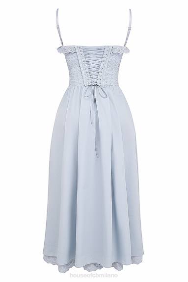 vestiario esso House of CB Jaime prendisole midi in morbido pizzo anglais blu X44T213