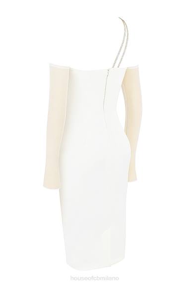 vestiario esso House of CB Loulou abito midi ritagliato in raso avorio X44T519